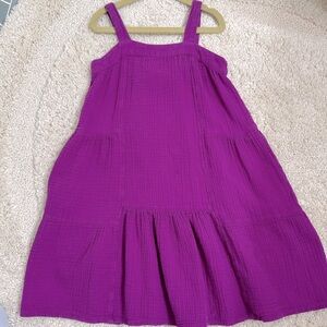 Gap Kids Crinkle Gauze Tiered Dress Fuchsia Rose S